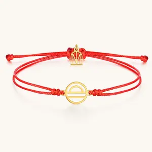 Libra Zodiac Thread Bracelet - Red Cord with Gold Mantra Charm - Live Inspired Meaningful Jewelry for Daily Reminder & Empowerment