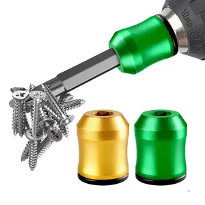 2Pcs Strong Magnetic Screwdriver Bit Ring 1/4" Hex Shank Drill Bit Magnetizer, Aluminum Alloy Anti-Slip Screw Holder for Power Drill & Impact Driver, No More Dropped Screws!