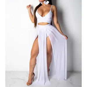 VacayQueenTwo-Piece! SheerSplitSkirt+CropCami–ForGalsWhoWantBeachy,Baddie&BoldSummerLooks