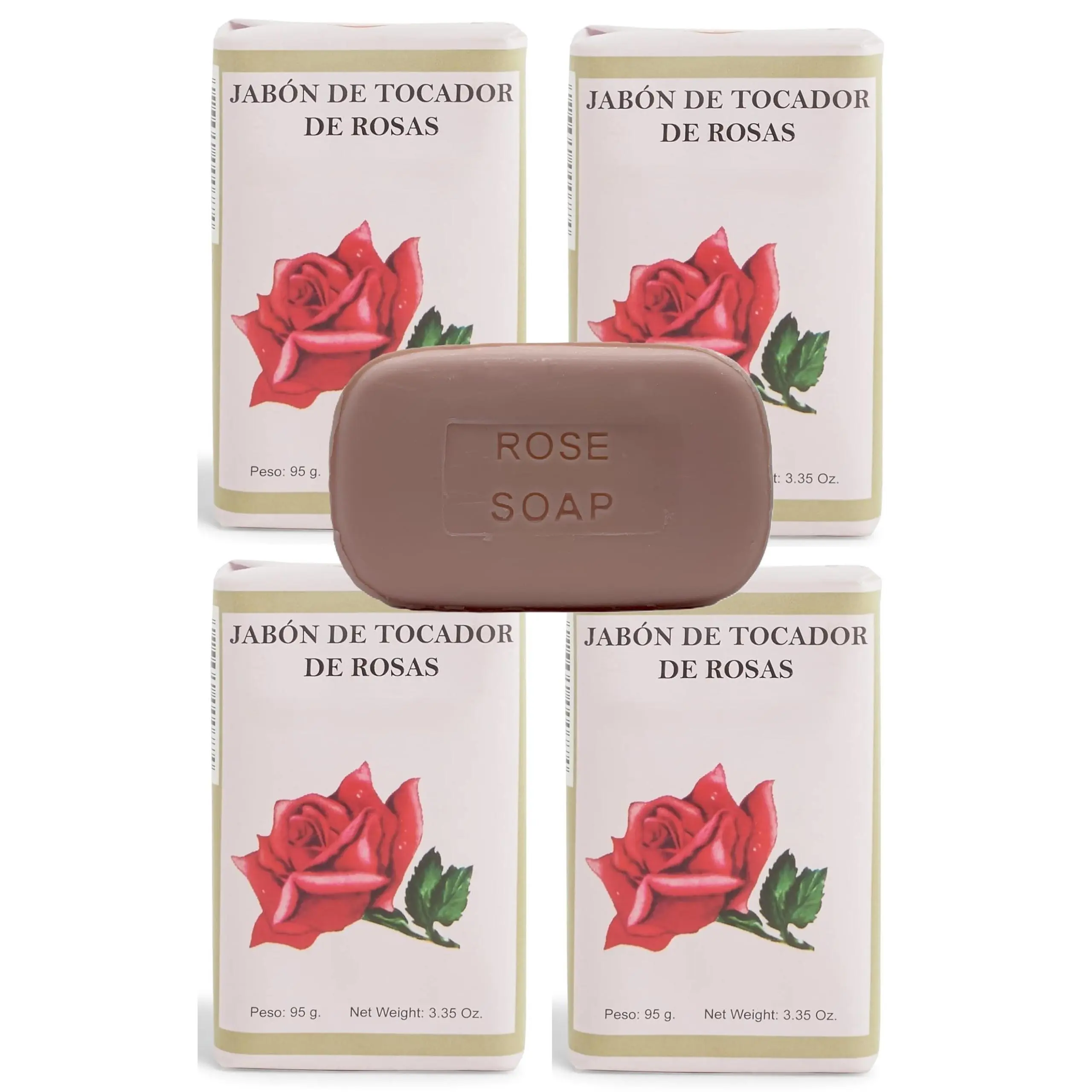 Lanman & Kemp Rose Soap Bar - Jabon de Tocador de Rosas 3.35 Oz (Pack of 4)