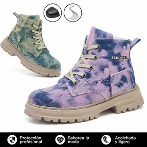 SEBOWEL Steel Toe Shoes for Women Work Shoes Safety Sneakers Comfortable Lightweight Puncture Proof Slip on Indestructible Construction Work Shoes.