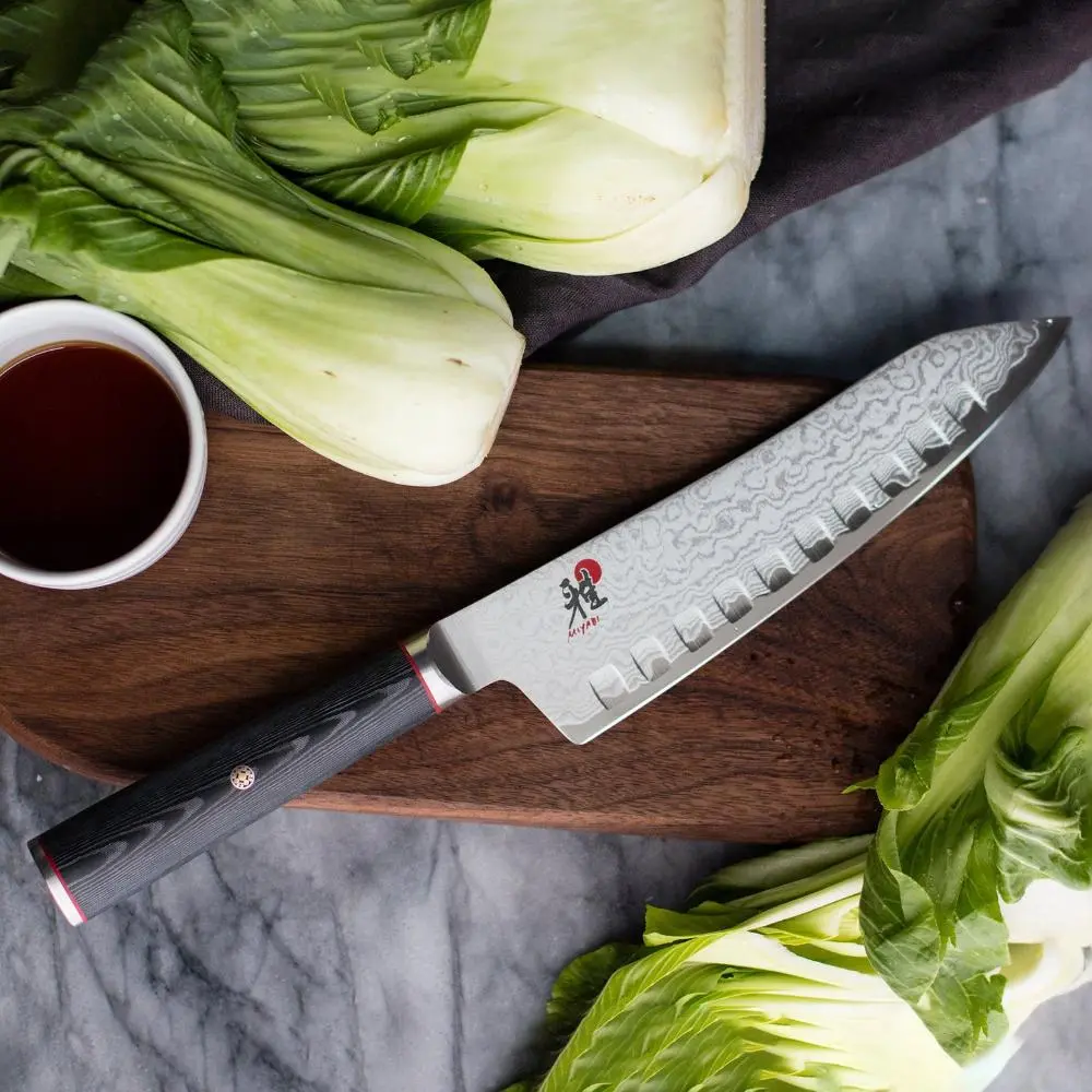Miyabi Kaizen 7-inch Hollow Edge Rocking Santoku Knife