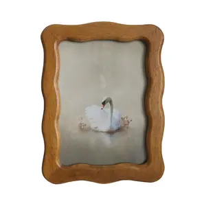 5x7 Inch Wood Picture Frame, Wavy Edge Design, Transparent Glass Display, Rustic, Ideal for Desktop & Wall Mounting, Single Pack