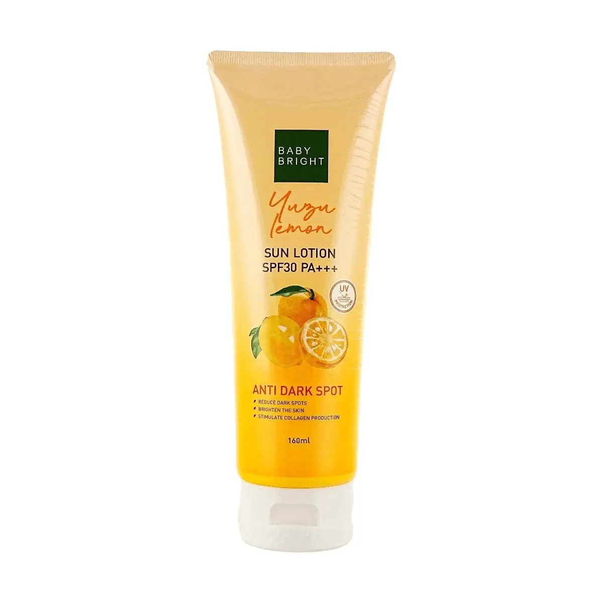 BabyBright Yuzu Lemon Sunscreen SPF30 PA+++ 160g - Lightweight, Non-Sticky, , , Smooth Skin