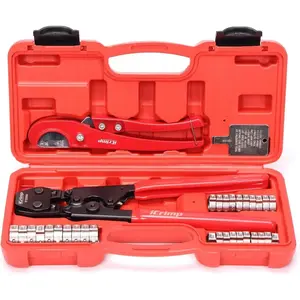 Swiilpo PEX Pipe Clamp Crimping Tool Kit Cinch Crimper Tool for Stainless Steel Clamps from 3/8-inch to 1-inch with 1/2-inch 20pcs and 3/4-inch 10pcs SS PEX ClampsQuesear