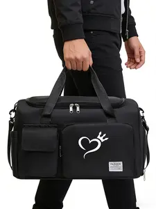 Heart Print Travel Bag, Handheld & Crossbody Dual Use, Lightweight Comfortable, Unisex, Practical Fashion, All Seasons