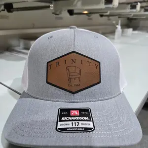 Leather Patch Hats, High Quality Stitching, Custom Logo, Branded Hats, Company and Corporate Hats, Sewn On, Richardson 112, Trucker Snapback