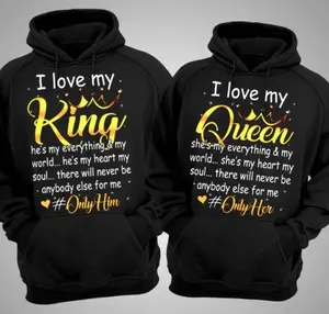 I Love My King Queen Couple Matching Outfits Hoodies Pullover for Women for Men Unisex, Perfect Gift Anniversary Clothes