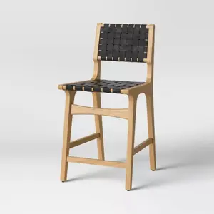 Ceylon Woven Counter Height Barstool Black/Natural - Threshold™: Rubberwood Frame, 24" Seat Height