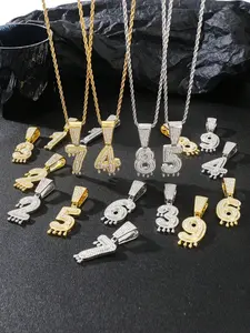 Rhinestone Decor Number Design Pendant Necklace, Fashion Rope Chain Necklace for Party, Daily Clothing Decor, Trendy All-match & Exquisite Jewelry for Birthday Gift