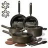 CAROTE Official 17pcs Titanium Nonstick Aluminum Cookware Set - Saucepan, Frying Pan, 5.5qt Stockpot with Lid, Chip-Resistant, Metal Utensil Safe, Effortless Food Release, All Stovetops Compatible