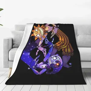 Fnaf Sundrop And Moondrop Blankets Flannel Fleece Warm Soft Throw BlanketHoliday gifts for family and friends during Thanksgiving, graduation season and Valentine's Day