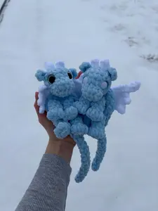 Crochet Baby Dragon Snuggler Plushie - Cute Handmade Crochet Plushie