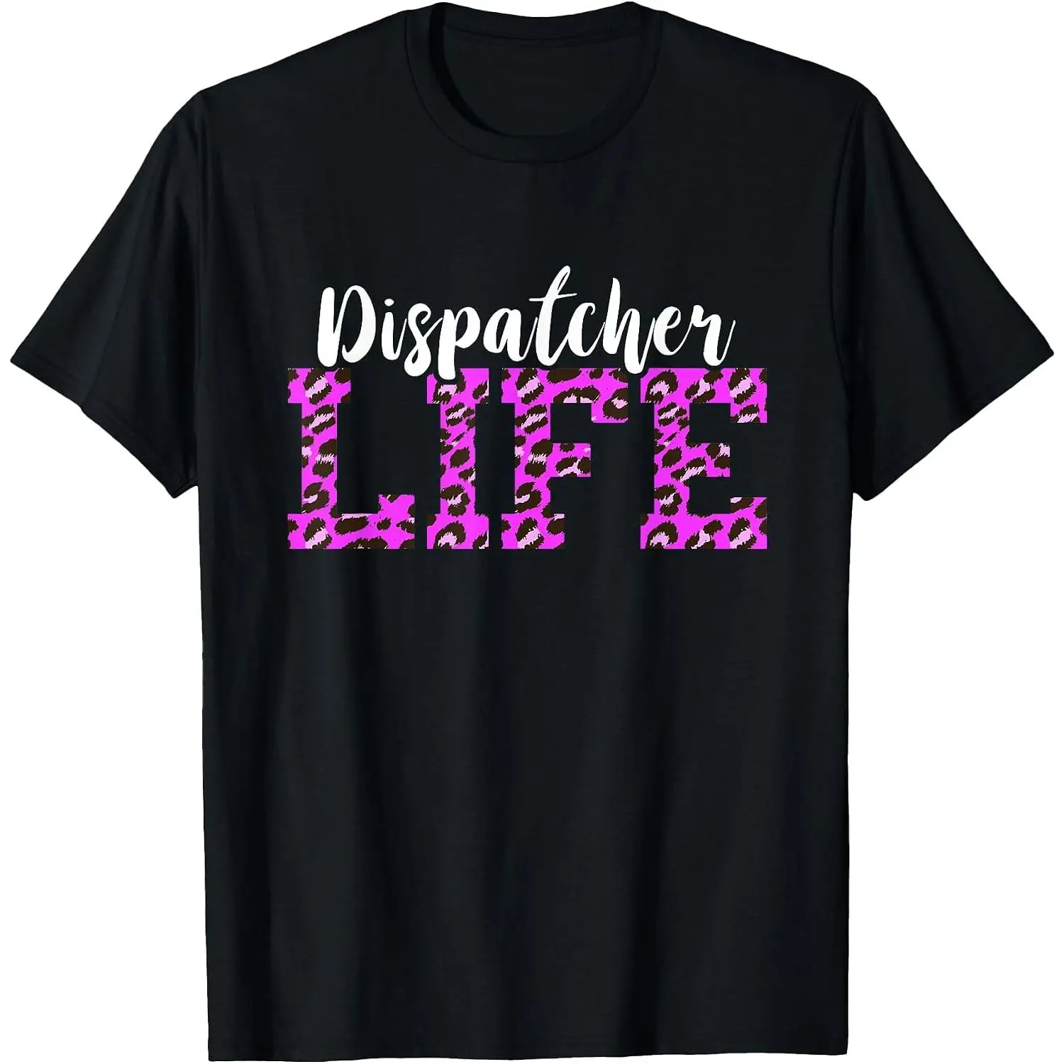 DIspatcher Life Purple Leopard Thin Yellow Line Dispatch T-Shirt