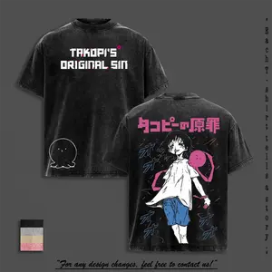 Shizuka Kuze Shirt Takopi’s Original Sin Aesthetic Anime Girl Washed Tee Soft Cotton Oversized Graphic T-Shirt Feminine Anime Streetwear Sad Girl Vibe Gift for Emotional Anime Lovers & Female Fans