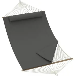 [NEW PRODUCT - FLASH SALE] Garvee Double Quilted Outdoor Hammock, 137.8" x 78.74" 2-Person Patio Hammock with Pillow, Side Pockets & 450 lb Capacity