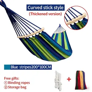 Canvas Outdoor Garden Camping Hammock with Strap & Storage Bag, Anti-Looper Design, 200cm Length, Durable for 120kg Capacity, Spring Gifts Camping Accessories