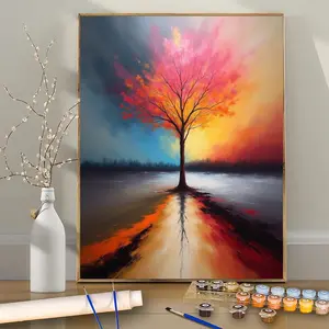 Paint by Numbers Kit for Adults Beginners, 1PC *Tree of Life* 24 Color DIY Acrylic Painting, Unframed Digital Art, Perfect for Home Wall Decor, Ideal Gift for Birthdays, Father's Day, Christmas, Halloween, and Mother's Day (12x16 Inches)