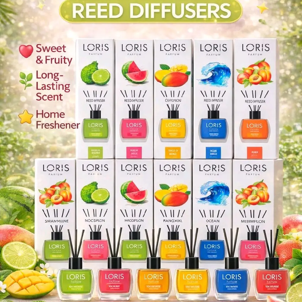 Loris Reed Diffusers Aromatic Scent Fragrance - Sweet & Fruity Long-Lasting Scent for Home & Office Use - Various Scents Available