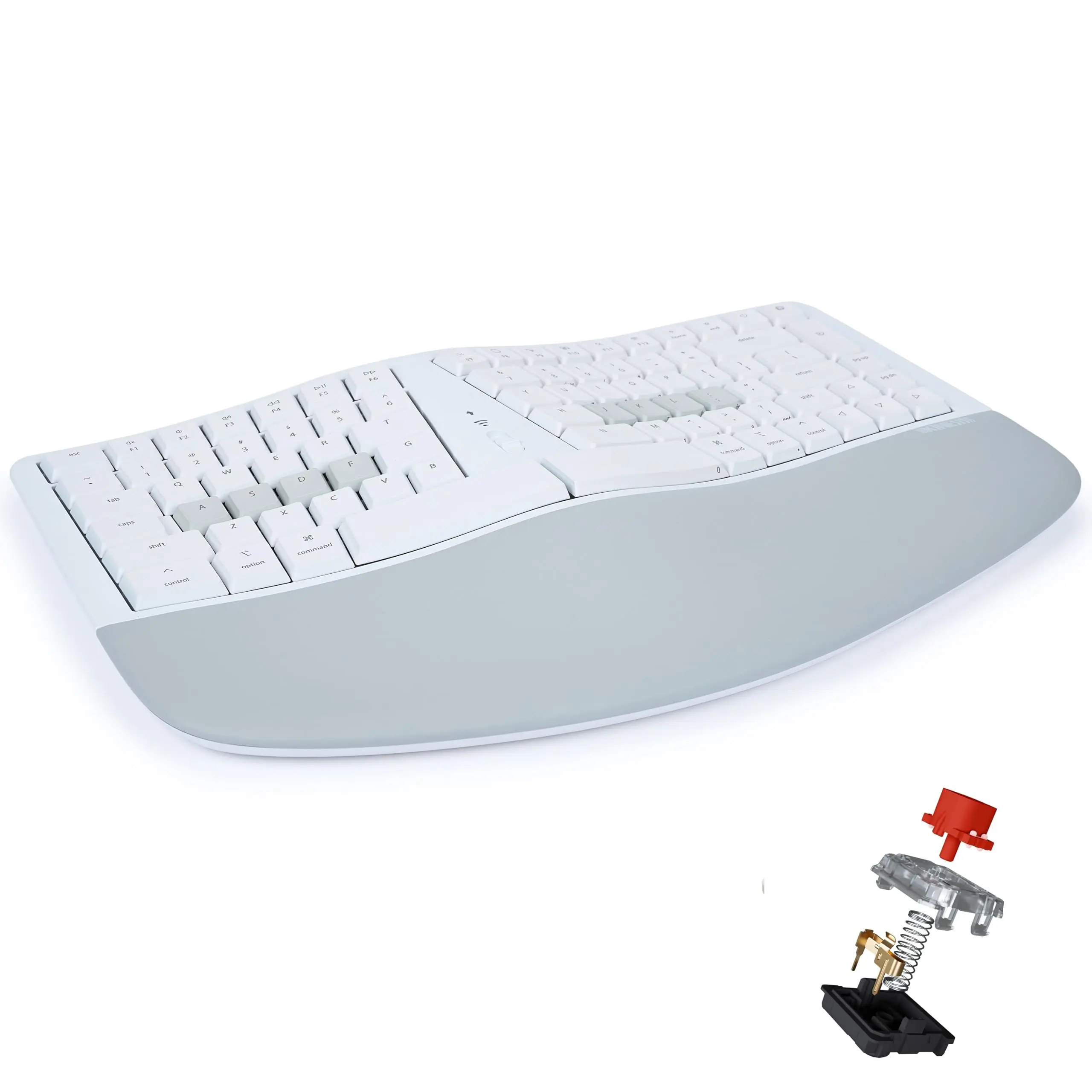 KINESIS mWave Quiet Ergonomic Keyboard with Quiet Typing for Mac, White KB150MLIN