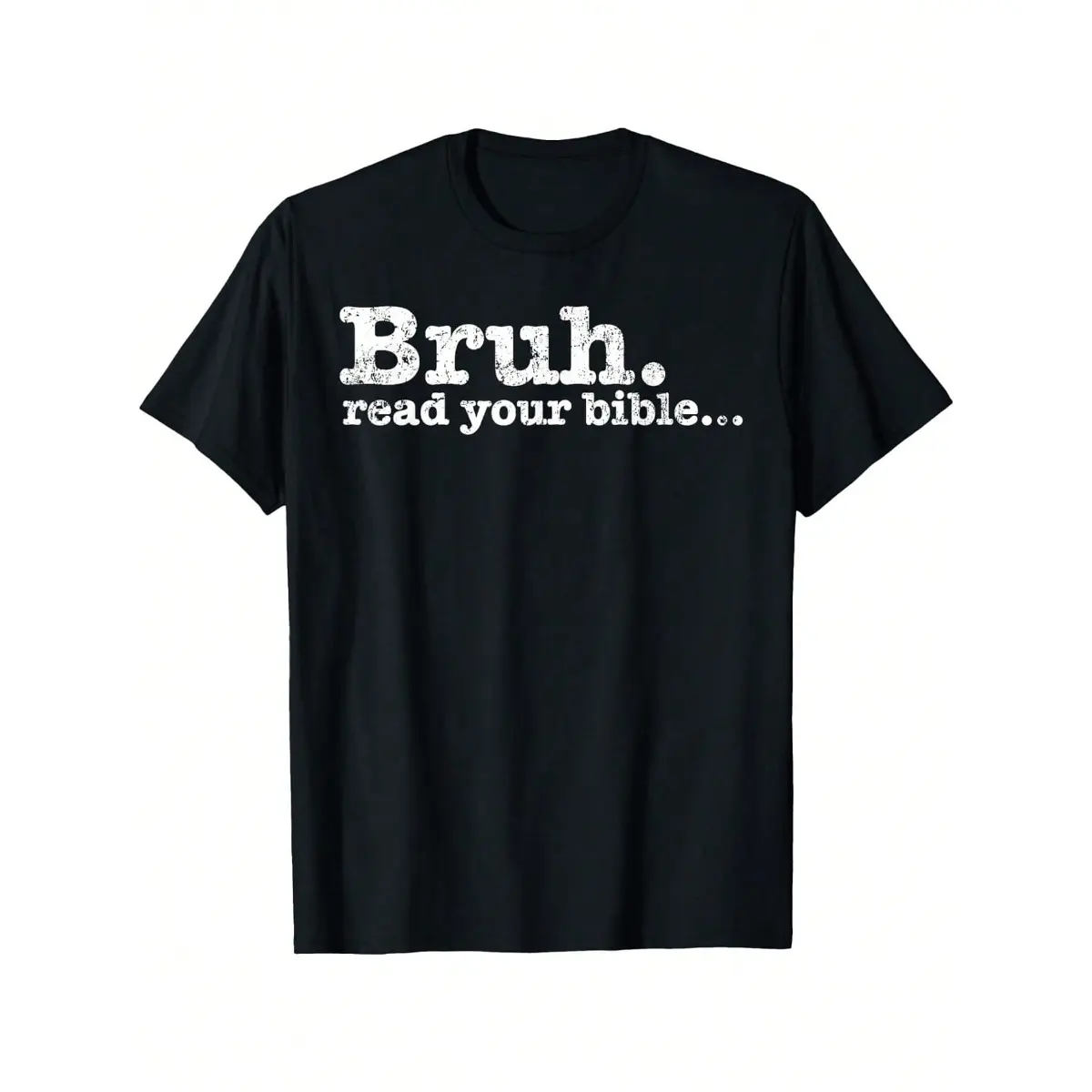 Unisex Cotton Short-Sleeve Christian Religious Faith T-Shirt - Cute "Bruh Read Your Bible" Meme Graphic Top, Men's 1-Piece Casual Tshirt