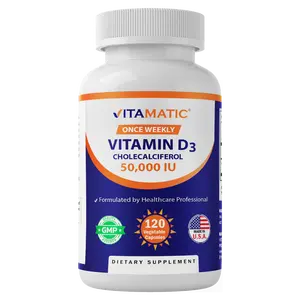 Vitamatic Vitamin D3 50,000 IU (as Cholecalciferol), Once Weekly Dose, 1250 mcg, 120 Veggie Capsules