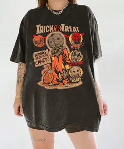 Vintage halloween Trick Or Treat Shirt, Horror Movie Shirt, Halloween Shirt, Movie Shirt, Spooky Season, Halloween Pumpkin Shirt
