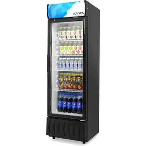 ROVSUN 8.5 Cu.Ft Beverage Refrigerator Commercial ETL NSF, Display Refrigerator Beverage Cooler Glass Door Merchandiser Refrigerator Fridge w/Adjustable Shelves LED Light for Bar Restaurant Cafe