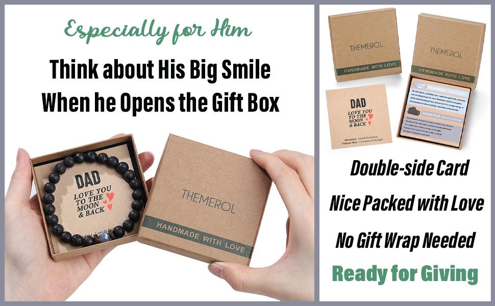 Handmade Gifts for Boys/Men-Love/Strength-Natural Gemstone Bracelet for Son Grandson Dad Boyfriend Husband Brother Nephew Uncle