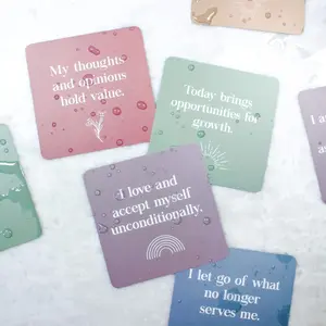 Waterproof Shower Affirmation Cards (Set of 20, 3.5" x 3.5") Daily Positive Affirmation Cards for Women with Zipper Bag for Shower or Mirror