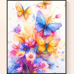 DIY Watercolor Butterfly Floral Diamond Art, Colorful Insect & Flower Design, Sparkling Home Decor, Creative Wall Art Kit, Unique Gift for Art & Nature Enthusiasts, Relaxing Diamond Painting, Whimsical Home Decoration, Dreamy Art diamond painting