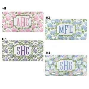 Monogram Hydrangea License Plate, Preppy Personalized Nameplate, Floral Auto Accessories, Birthday Gift for Her