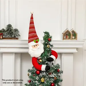 Santa Claus & Snowman Design Tree Topper, 1 Count Christmas Theme Tree Ornament, Decoration for Festivals Parties Themed Rooms