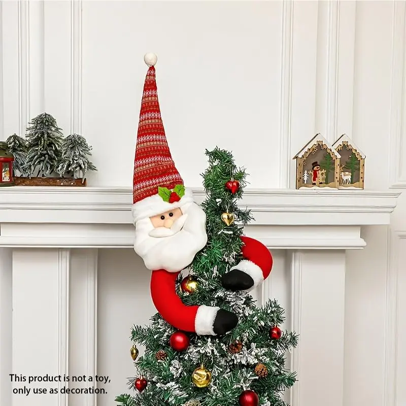 Santa Claus & Snowman Design Tree Topper, 1 Count Christmas Theme Tree Ornament, Decoration for Festivals Parties Themed Rooms
