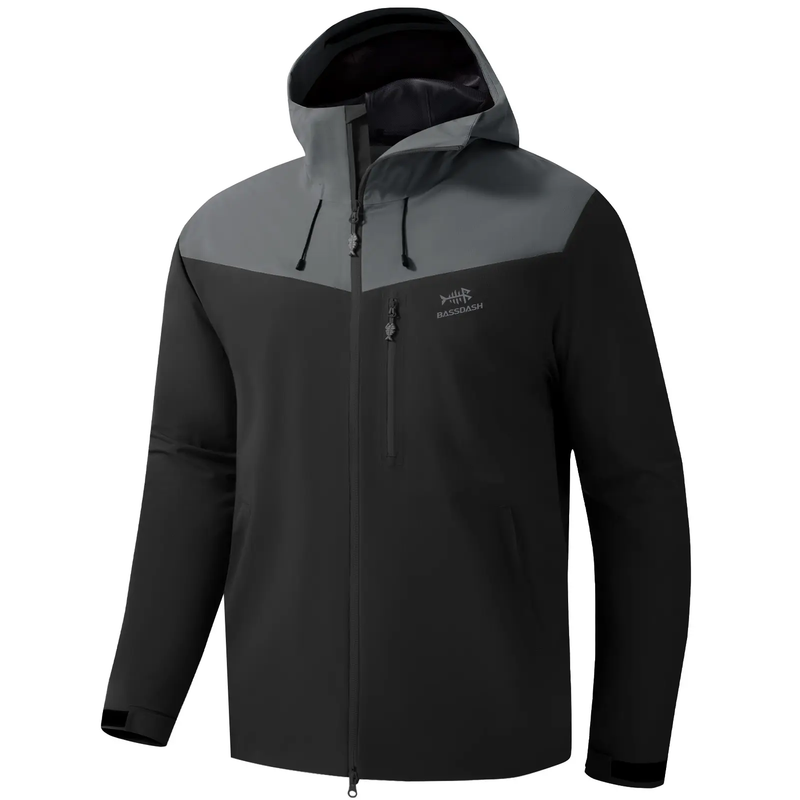 BASSDASH VORTEXIS Men’s Waterproof Rain Jacket Breathable Ultra Lightweight Rip-Stop Packable for Fishing Hunting Hiking