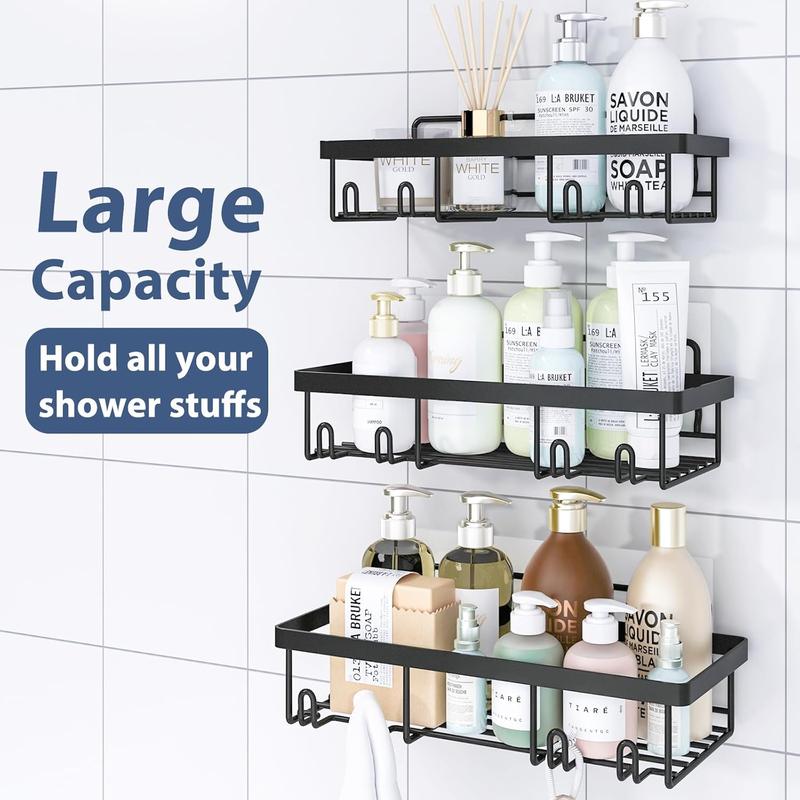 2026 New Year Gift Plan,5 Pack 5-Pack 2-in-1 Bathroom & Kitchen Storage Set-Strong Rack Shelf for Inside Shower Adhesive Bathroom Wall & Kitchen Storage Basket Rustproof Stainless Steel Shampoo Holder Bathroom Accessory Decor Set Black&Pink,New Year Gift