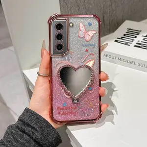 1 Piece Lucky Beautiful Butterfly Protection Suitable For Galaxy S21 FE 5G Galaxy S20 FE/S24 FE/S25 Ultra/S21 FE 5G/S22 5G/S24 Ultra/S21 5G/S20 Ultra/S25 FE/S24 Flexible Phone Case Cover Featuring Non-Slip And Stand For Vacation