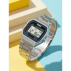 Skmei Square Electronic Watch, Urban Fashion Wristwatch, Modern Waterproof Watch, 30m Waterproof, Luminous Display, Alarm Stopwatch, Full Features, Multiple Colors Available