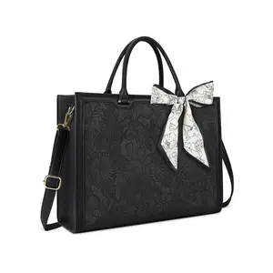 Laptop Bag For Women 15.6 Inch Laptop Tote Bag Waterproof Leather Computer Tote Bag Business Lightweight Office Briefcase Large Capacity Handbag Shoulder Bag