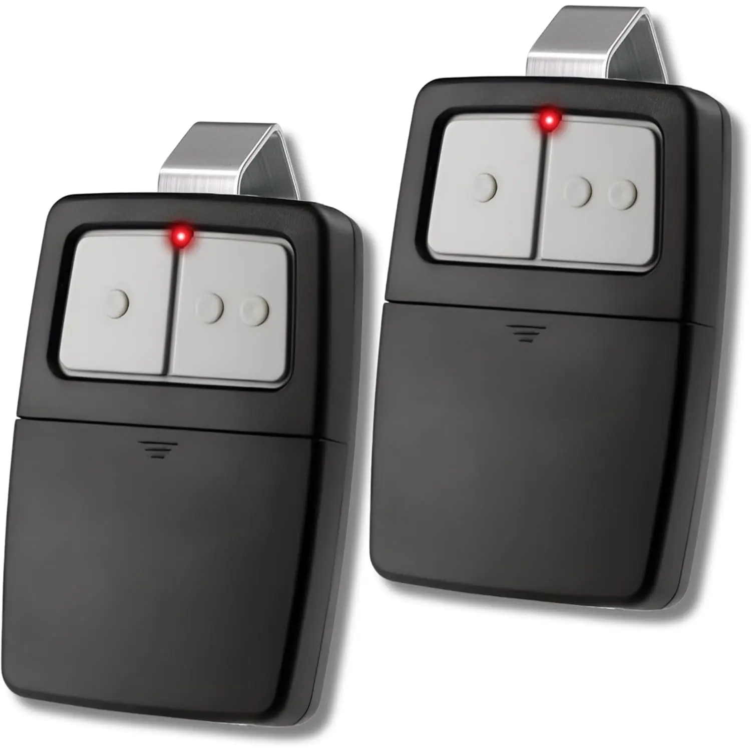 2-Pack Universal  Remotes for LiftMaster, Chamberlain, Genie, Linear | Replaces Clicker KLIK1U, 375UT, 375LM | Operates 2 Doors or Gates, Dip  & Learn Button Ready