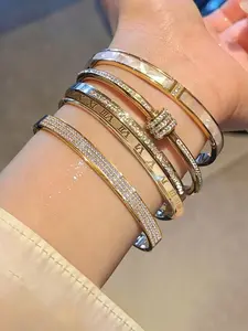 Elegant Stainless Steel Bangle Bracelet, Fashionable Jewelry for Women & Men, Trendy All-match & Exquisite Jewelry for Birthday Gift