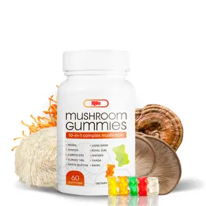 IQBio Mushroom Gummies - 10-in-1 Complex Blend for Adults - Lion's Mane, Chaga, Shiitake, Reishi, Oyster, Cordyceps, Enoki, Turkey Tail, White Button & Royal Sun - Gluten-Free, Vegan, 60 Gummies - Immune Support, Energy Boost, Healthy Gut Probiotics