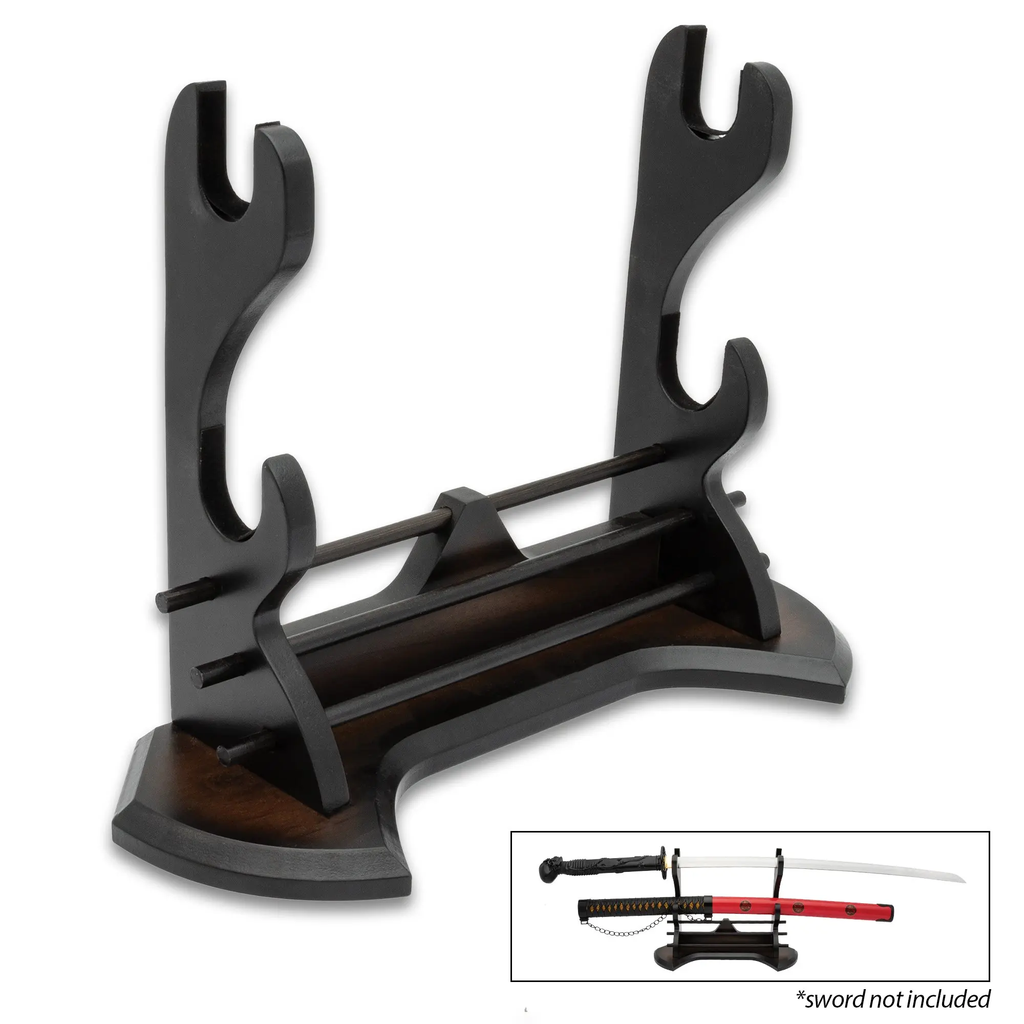 "Prestige Wooden Double Sword Stand - 13 3/4"" X 5 1/2"""