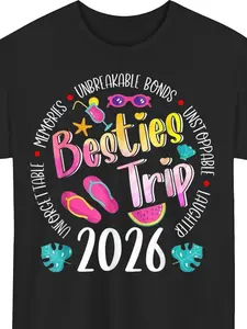 2026 Best Friends Trip T-Shirt - /Anniversary/Commemorative Travel Shirt with Names & Dates - Soft Breathable Matching Group Outfits for & - BFF for Birthdays, Anniversaries, Vacations, PLUS SIZE