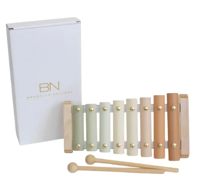 BN Brooklyn Neutral Wooden Xylophone - Modern Classic Toy for 3-4 Years, Soft Earthy Tones, BPA-Free Non-Toxic Durable Construction, Encourages Creativity for Playtime Learning & Display
