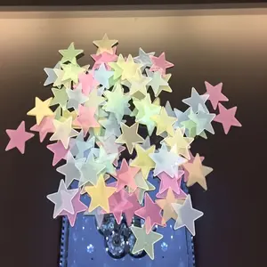 100pcs Glow-In-The-Dark Star Wall Stickers Pack, UV Light Activated Fluorescent Plastic Sheets, Decorative Room Bedroom Ceiling Wall Decor