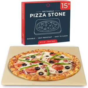 Large Pizza Stone for Oven - 15 x 12 inch Rectangular Pizza Stone for Grill, Even Heating for  Crispy Crusts! Crack Resistant and Easy to Clean, Pizza Making Accessories