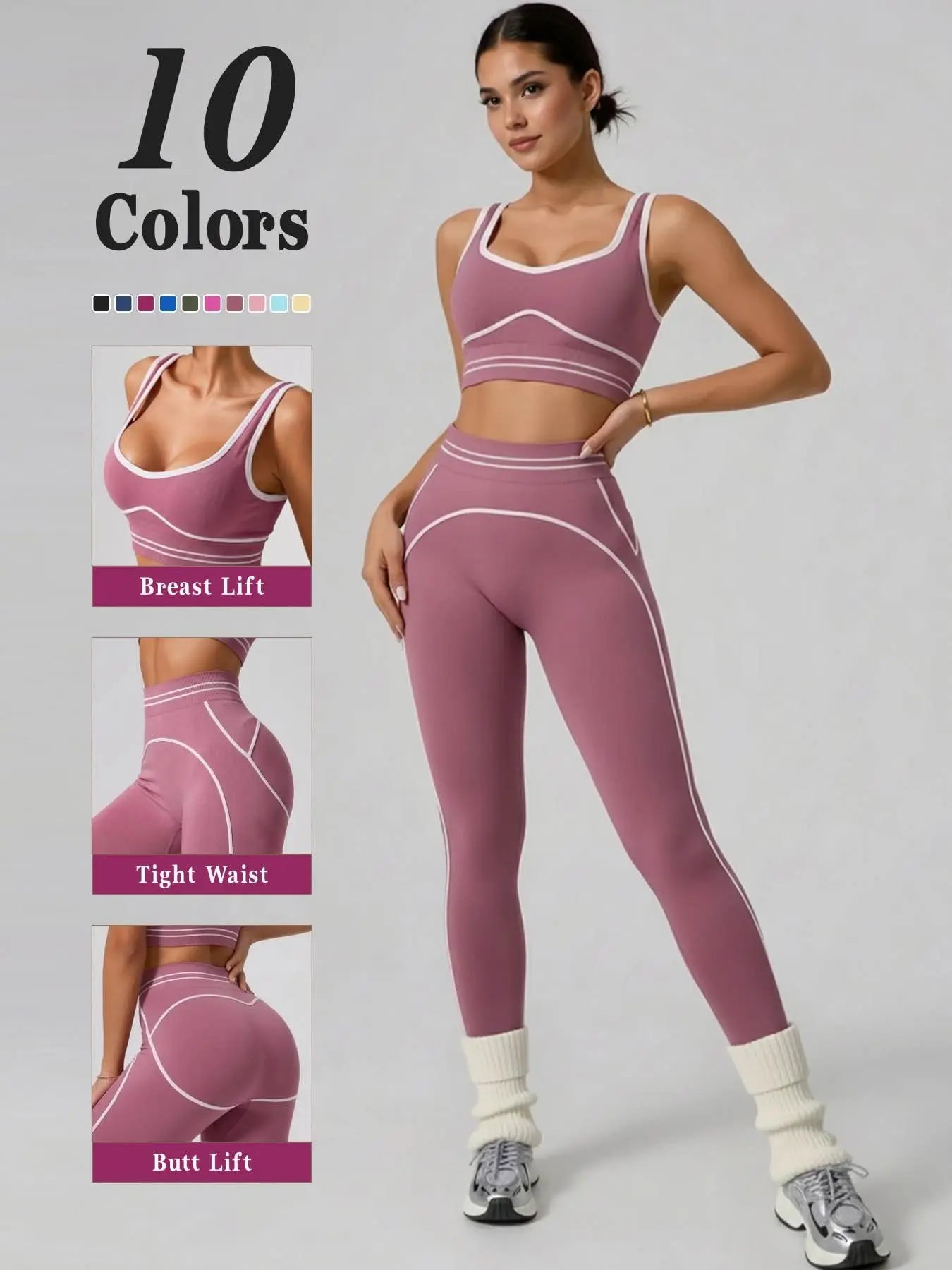 Women's High-Waist Yoga Pants Set, Quick-Dry Sporty Fitted Sleeveless Suit, Outdoor Fitness Tennis Wear, Plain Pattern, All Seasons, Athleisure Outfit, Sportswear Set, Exercise Clothing Set