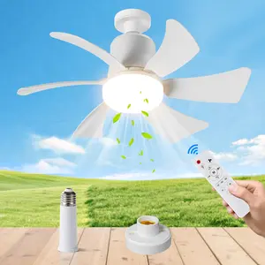 E27 Socket Fan Light with Remote - 2-in-1 Cooling & Lighting, Adjustable Speed & Brightness, Easy Install for Bedroom/Kitchen/Living Room, Modern Mood Lighting