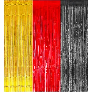 3 Pack  Foil Curtains 8x9.84Ft  and Black Theme Metallic Tinsel Foil Fringe Curtains for  Shower Birthday Party Backdrop Decorations Supplies